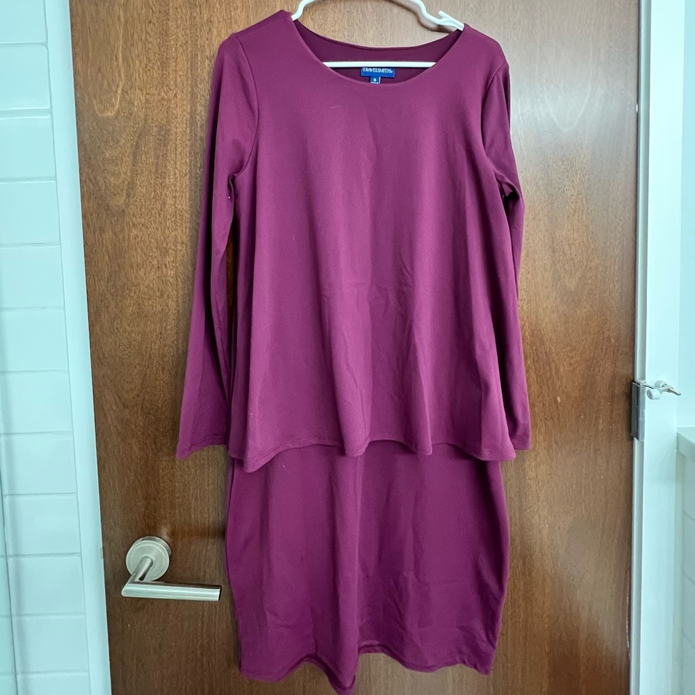 Travelsmith Dress Layered Look Wine Dress Size S